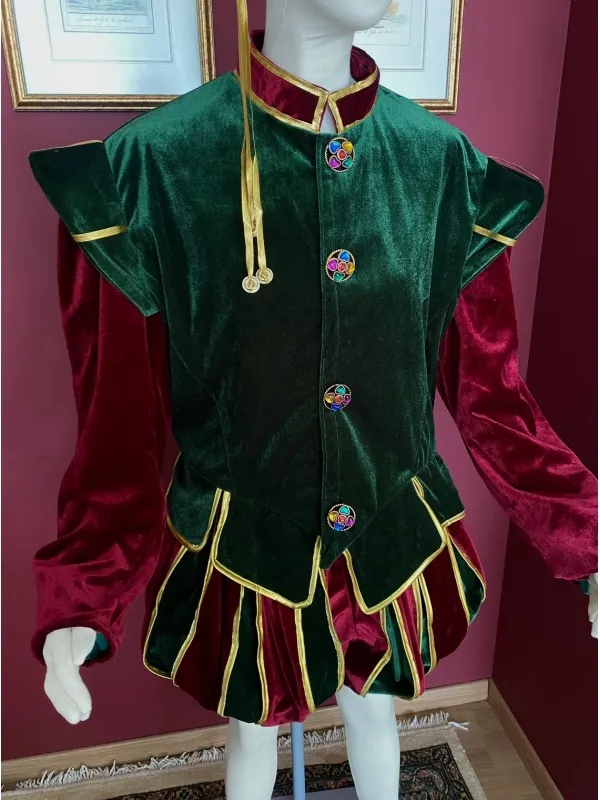 Costume Elfe Vert-Bordeaux Haut de Gamme complet
